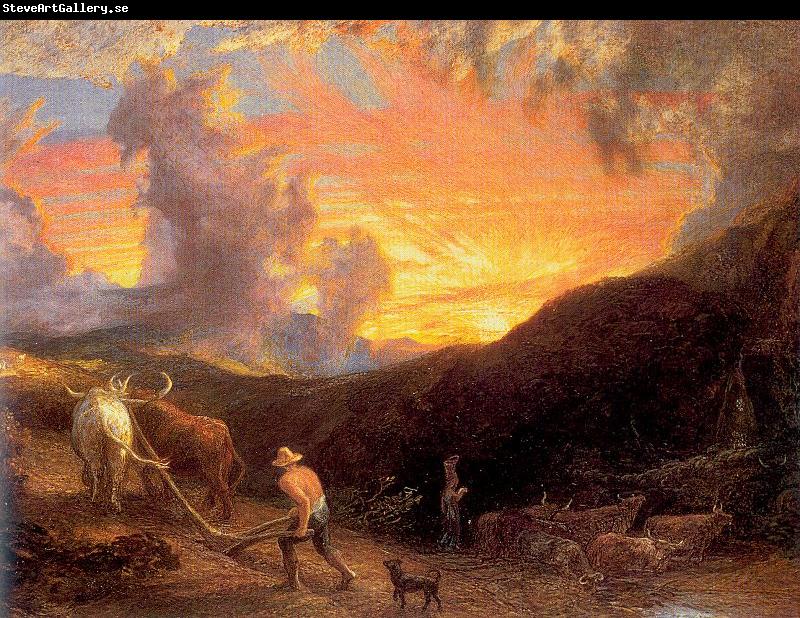 Palmer, Samuel Ploughing at Sunset